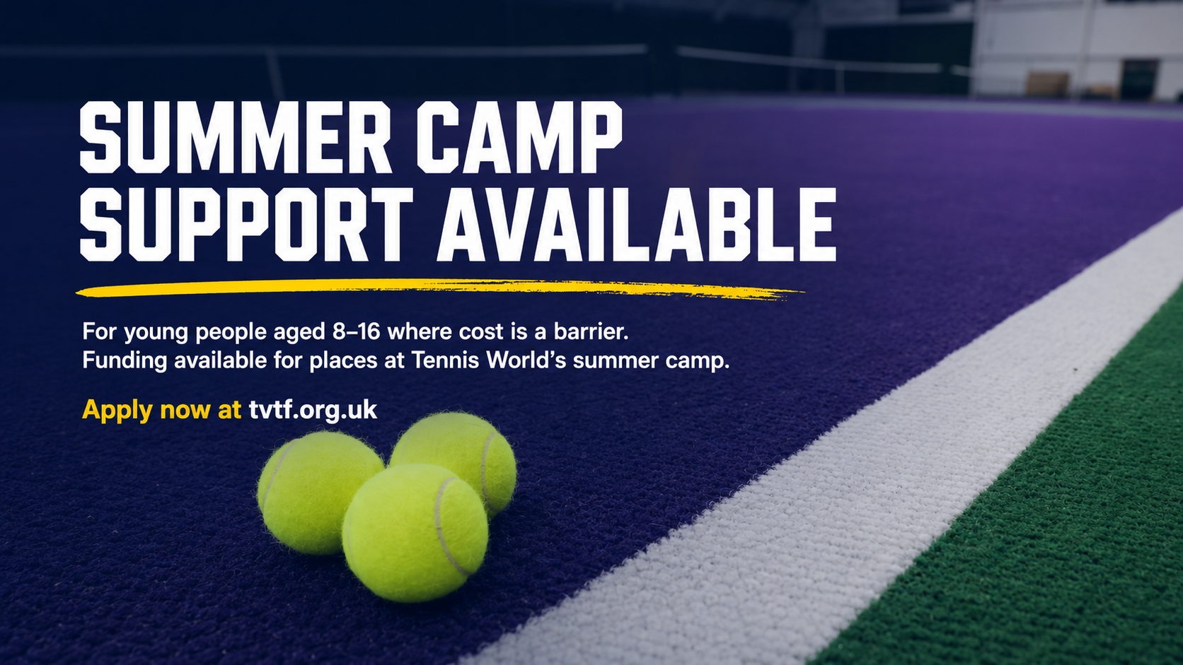 Applications Open for Funded Summer Camp Places at Tennis World